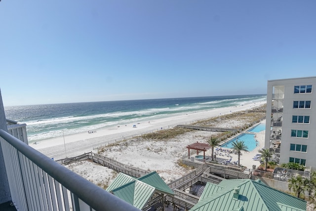 view of water feature featuring a view of the beach