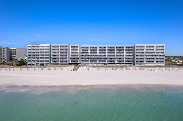 exterior space with a view of the beach and a water view