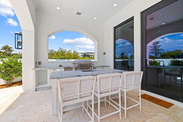 view of patio featuring sink