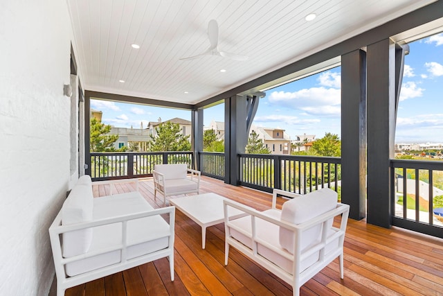 48 Paradise By The Sea Blvd, Inlet Beach, FL 32461 - wooden terrace featuring a ceiling fan and outdoor lounge area