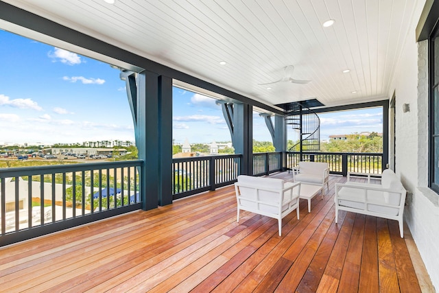 deck featuring ceiling fan