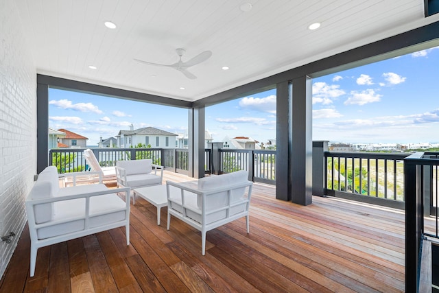 48 Paradise By The Sea Blvd, Inlet Beach, FL 32461 - deck with an outdoor hangout area and ceiling fan