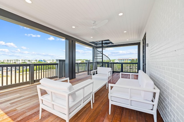 deck featuring ceiling fan