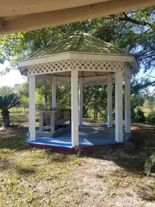 exterior space featuring a gazebo