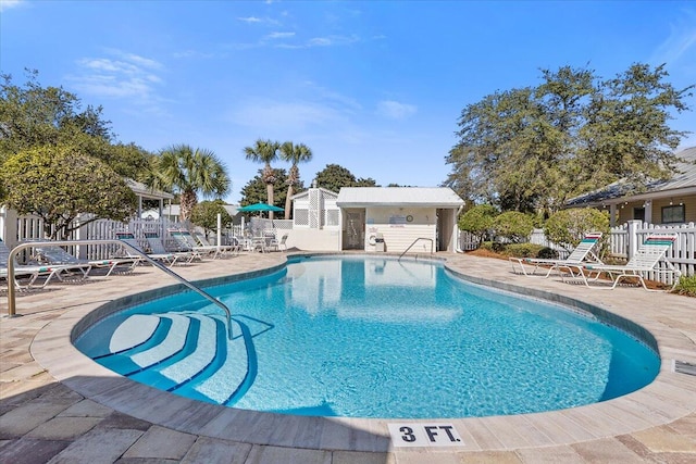 view of pool featuring a patio area