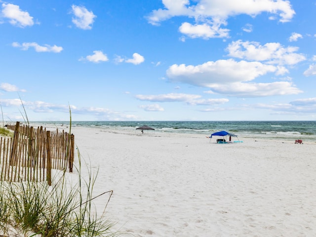 property view of water with a beach view