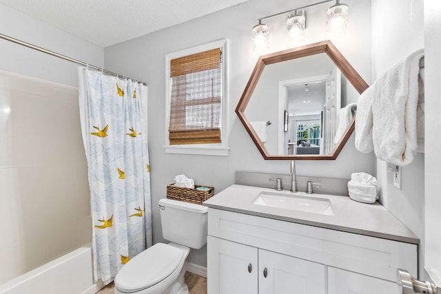 11 Beachside Dr Unit 1121, Santa Rosa Beach, FL 32459 - full bathroom with vanity, shower / bath combination with curtain, and a textured ceiling