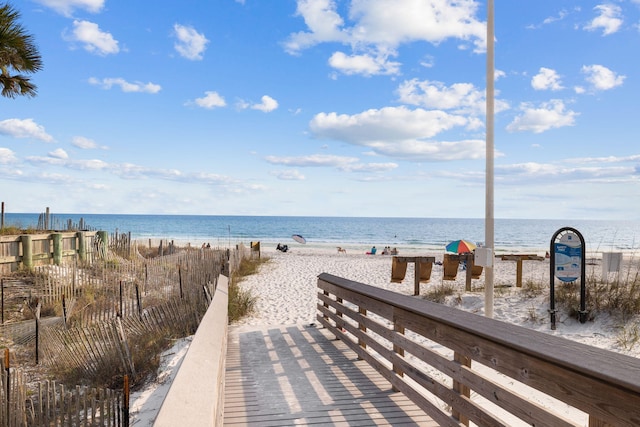 property view of water with a beach view