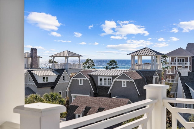 water view featuring a gazebo