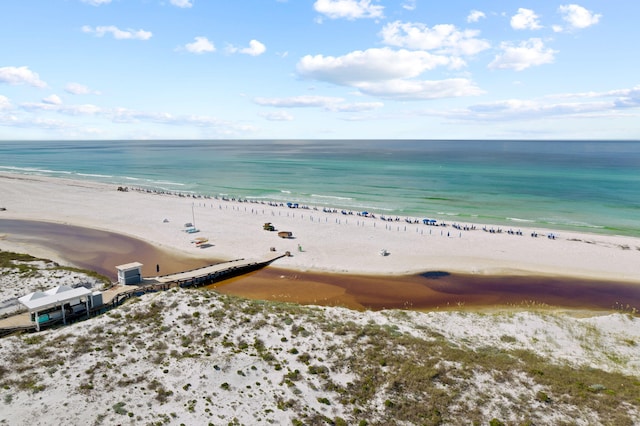 view of water feature with a beach view