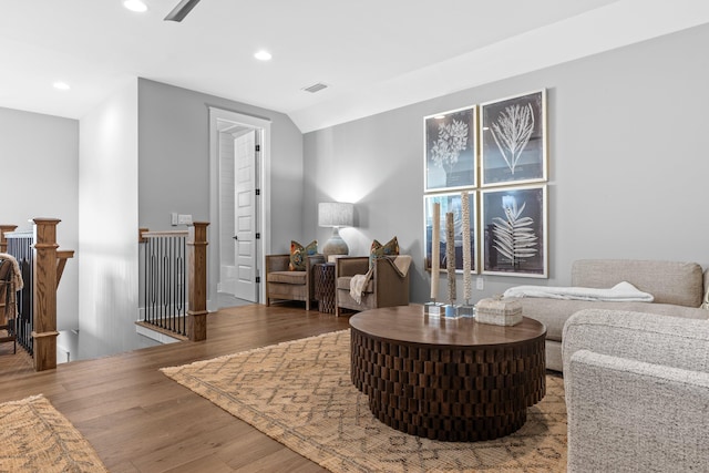 living room with hardwood / wood-style flooring