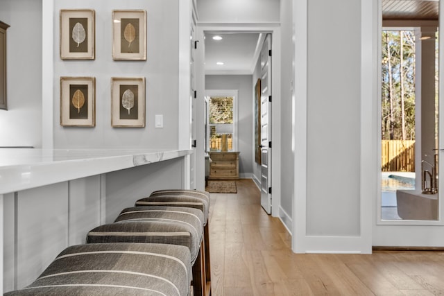 hall featuring light hardwood / wood-style floors