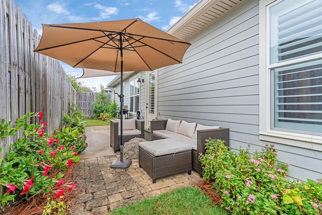 view of patio with an outdoor living space