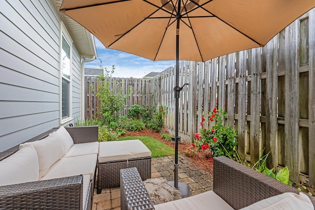 view of patio with outdoor lounge area