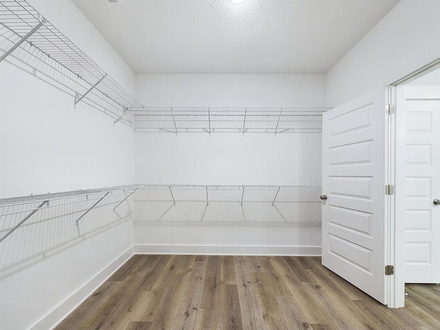 walk in closet featuring wood-type flooring