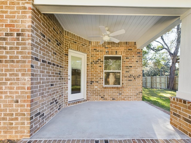 view of patio / terrace featuring ceiling fan