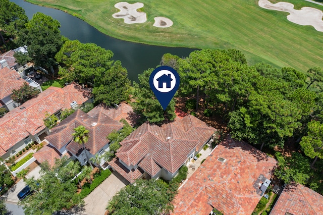 bird's eye view featuring a water view