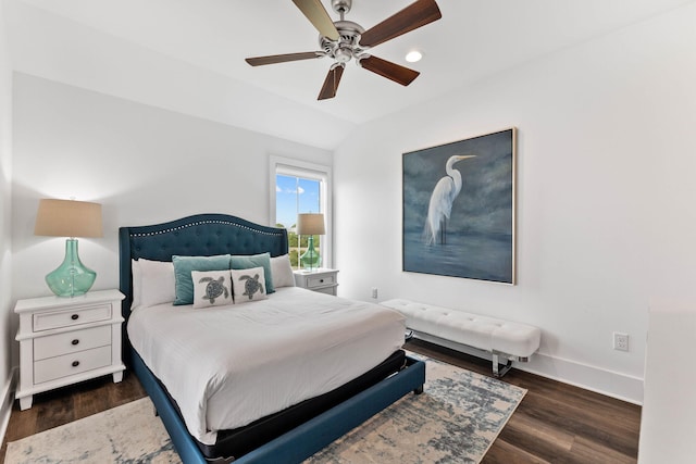 32 Cote Dazur Dr, Santa Rosa Beach, FL 32459 - bedroom with wood finished floors, recessed lighting, lofted ceiling, and a ceiling fan