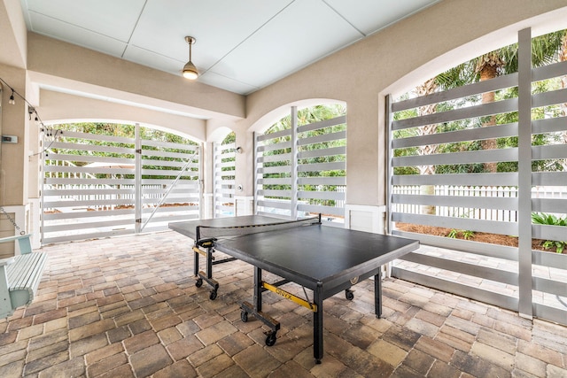 game room featuring a wealth of natural light