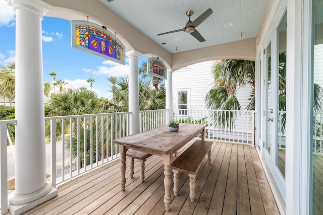 deck featuring ceiling fan