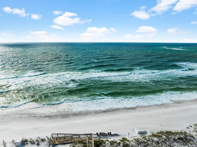 view of water feature featuring a beach view