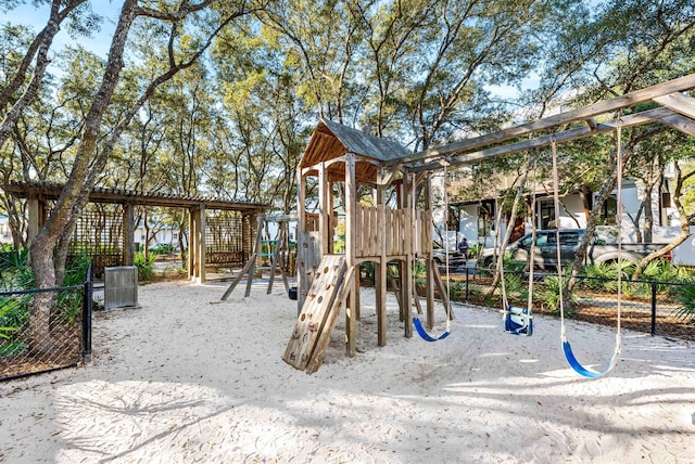 view of play area featuring central AC unit