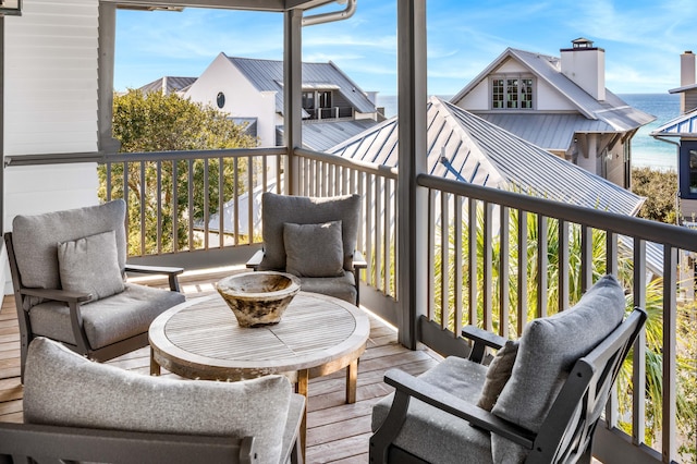 deck with a water view