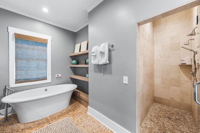 bathroom with separate shower and tub