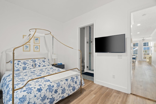 bedroom featuring light wood-type flooring