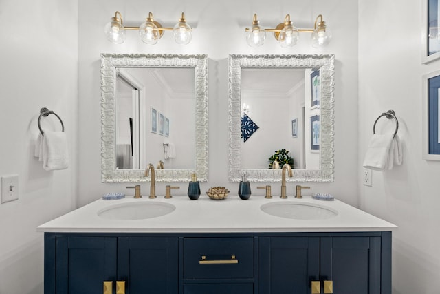 bathroom featuring vanity and ornamental molding