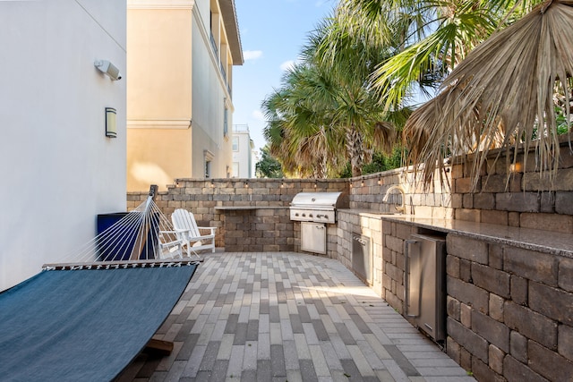 view of patio / terrace featuring area for grilling and an outdoor kitchen