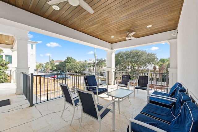 view of patio / terrace featuring ceiling fan