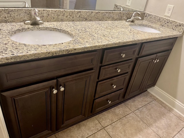 bathroom featuring tile patterned flooring and vanity