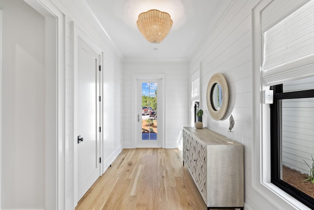 hall with light hardwood / wood-style flooring