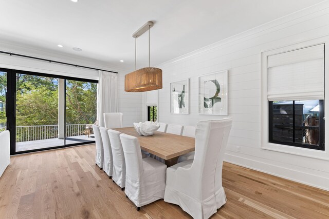 dining room with light wood-type flooring