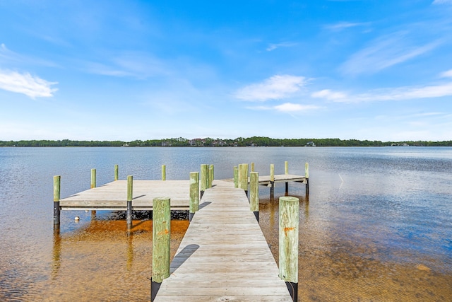 view of dock featuring a water view