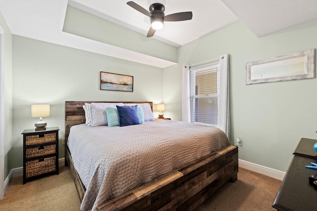 bedroom with carpet floors and ceiling fan