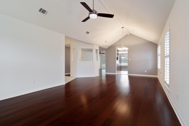 946 Shalimar Point Dr, Shalimar, FL 32579 - unfurnished living room featuring ceiling fan, a chandelier, wood-type flooring, and baseboards
