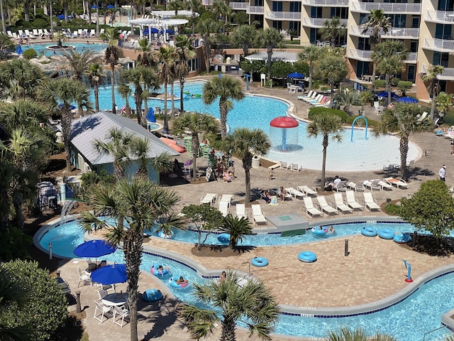 bird's eye view of a pool