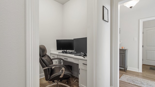 home office featuring light wood-type flooring