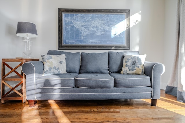 living room with hardwood / wood-style floors