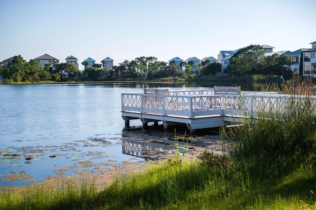 view of dock featuring a water view