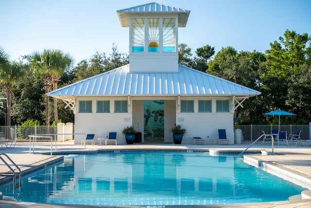 view of pool featuring a patio