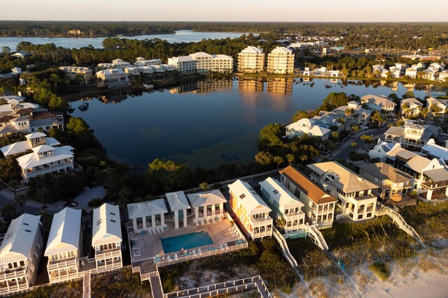 105 Carillon Market St Ste 302, Panama City Beach, FL 32413 - aerial perspective of suburban area with a nearby body of water and a pool area