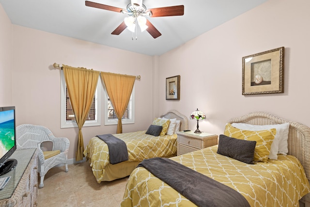 bedroom featuring ceiling fan