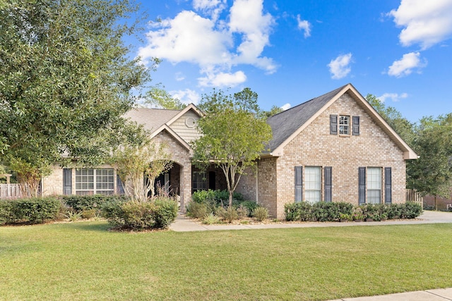 view of front of property featuring a front lawn