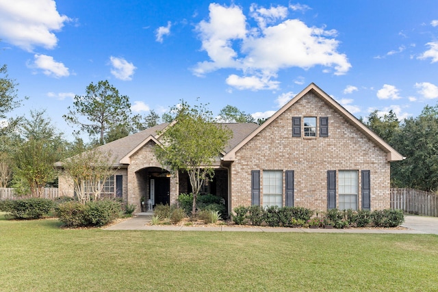 view of front of property with a front lawn