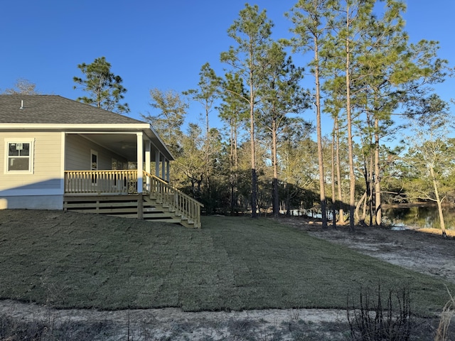 view of yard with a deck