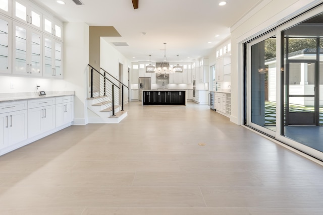 interior space with a notable chandelier