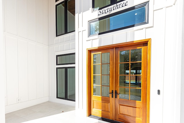 property entrance with french doors